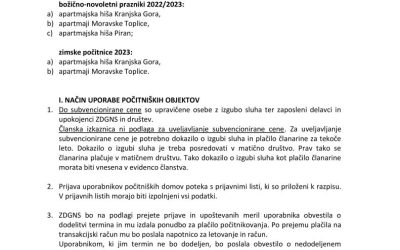 Razpis- Novo leto in zimske počitnice  2022-2023 Društva