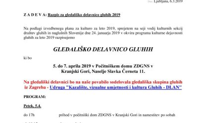 5. – 7. Aprila – Prijavnica za gledališko delavnico gluhih Kranjska Gora 2019