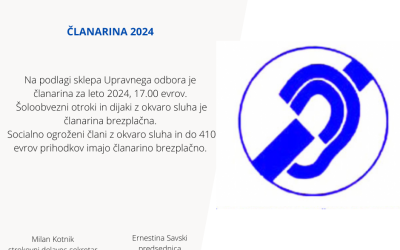 Obvestilo članarina 2024