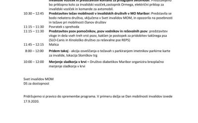 Program Dan mobilnosti invalidov 2020