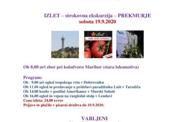 19.9.2020 VABILO izlet – Prekmurje