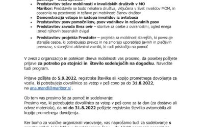 Vabilo Dan mobilnosti invalidov 21.9.2022 SIMOM