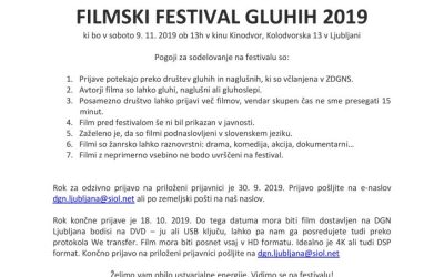 9. 11. 2019 Vabilo na filmski festival gluhih 2019