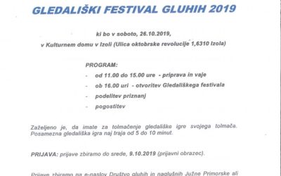 26. 10. 2019 Vabilo na gledališki festival gluhih 2019