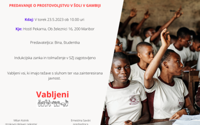 Vabilo na predavanje o prostovoljstvu v šoli v Gambiji