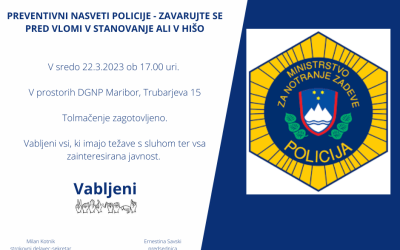 Vabilo na predavanje o preventivnih nasvetih policije