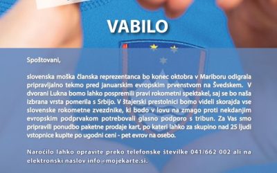 Vabilo na rokometno tekmo med SLO in SRB